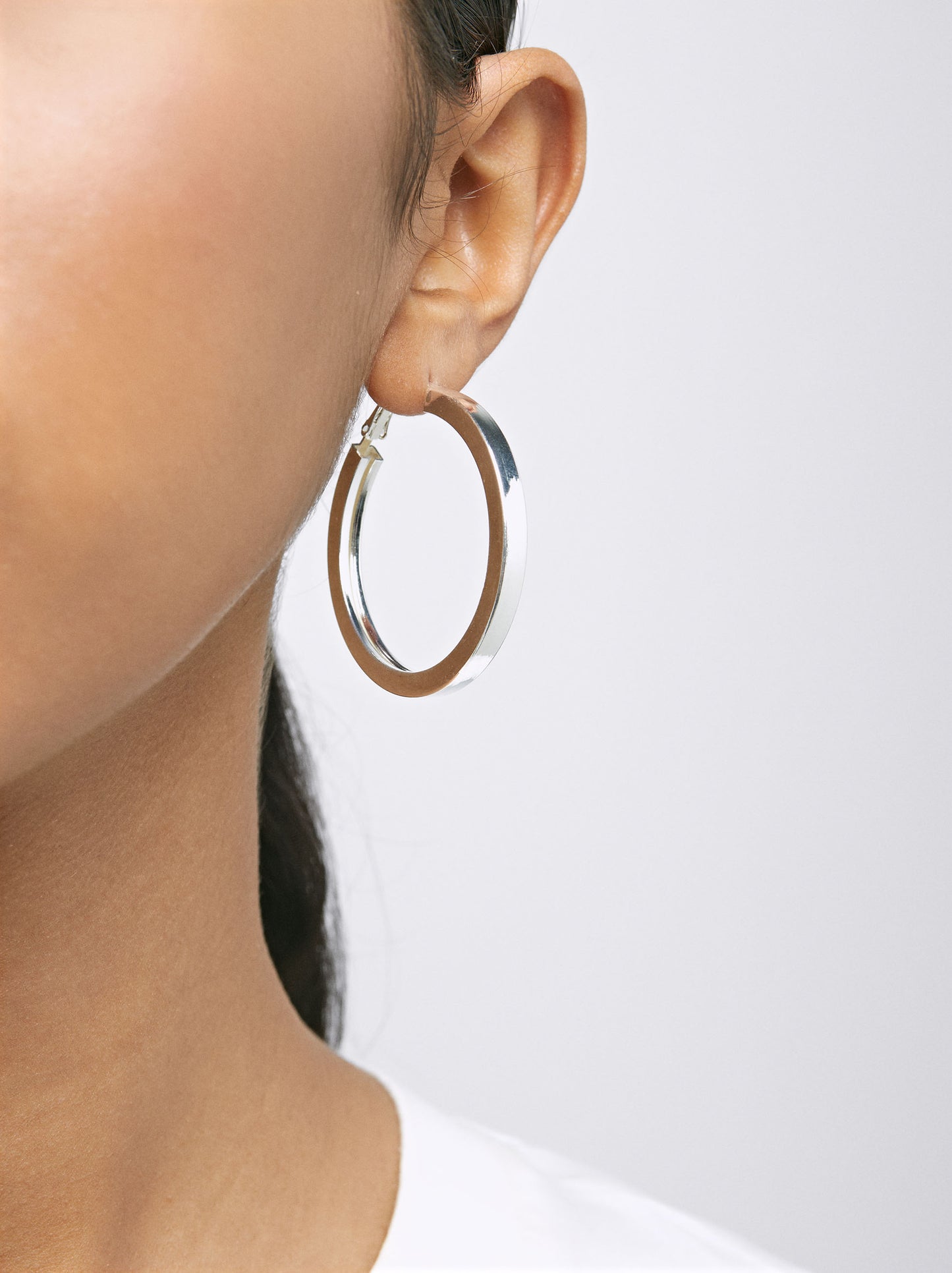 Medium Silver-Plated Hoop Earrings