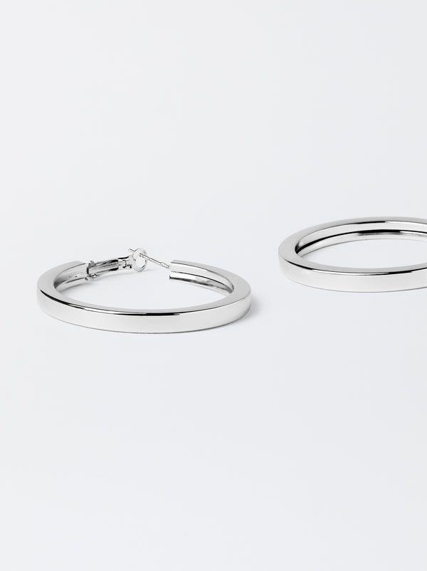 Medium Silver-Plated Hoop Earrings