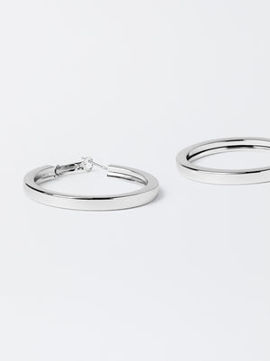 Medium Silver-Plated Hoop Earrings