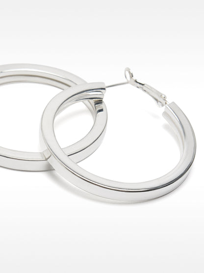Medium Silver-Plated Hoop Earrings