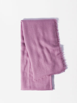 Plain Pashmina With Frayed Detailing