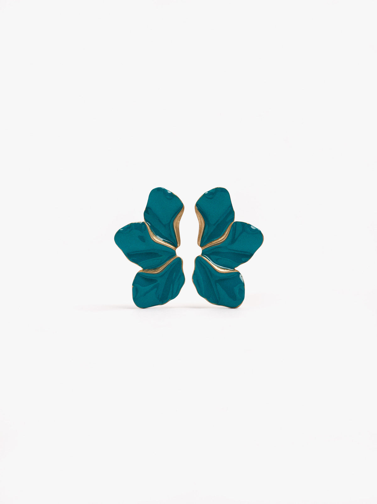 Half-Flower Earrings With Enamel