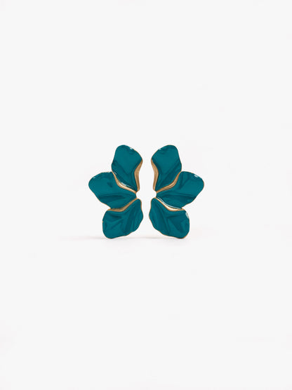 Half-Flower Earrings With Enamel