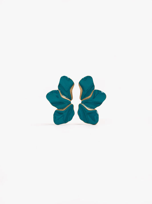 Half-Flower Earrings With Enamel