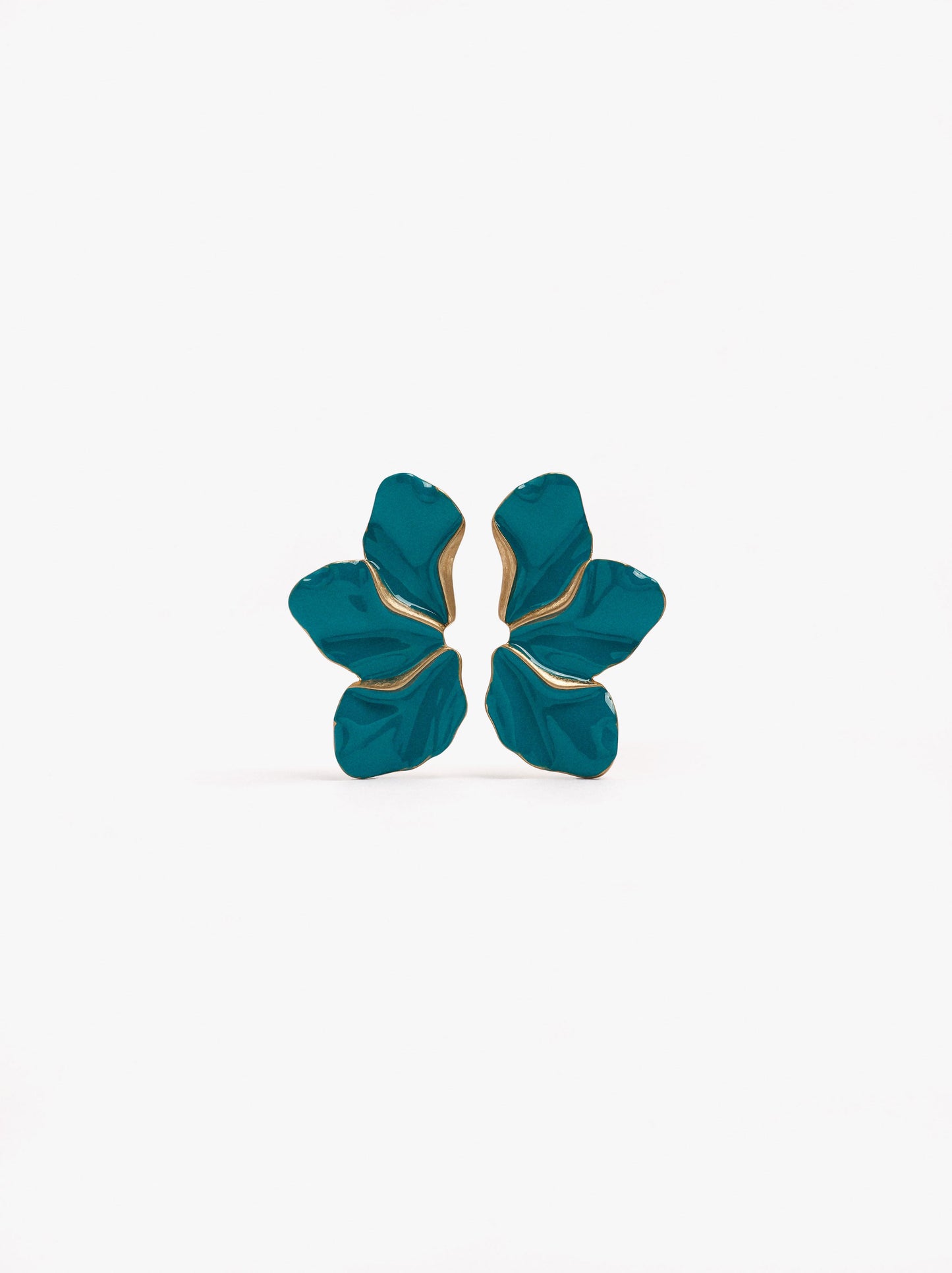 Half-Flower Earrings With Enamel