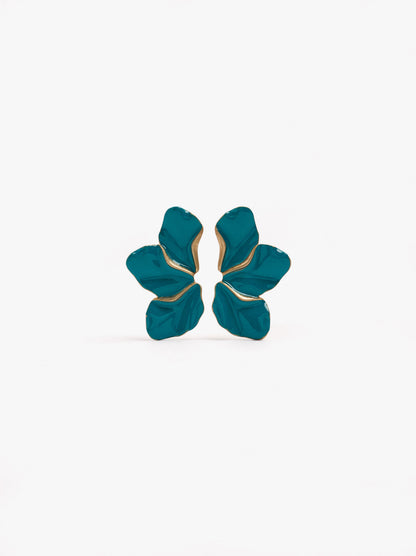 Half-Flower Earrings With Enamel