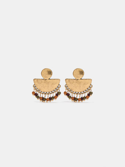 Fan Earrings With Beads