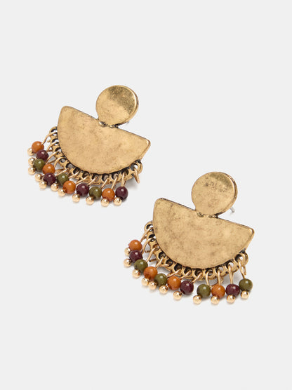 Fan Earrings With Beads