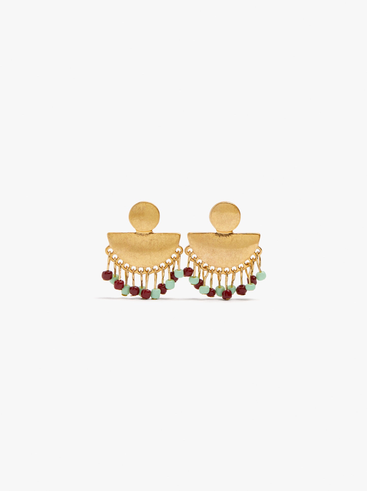 Fan Earrings With Beads