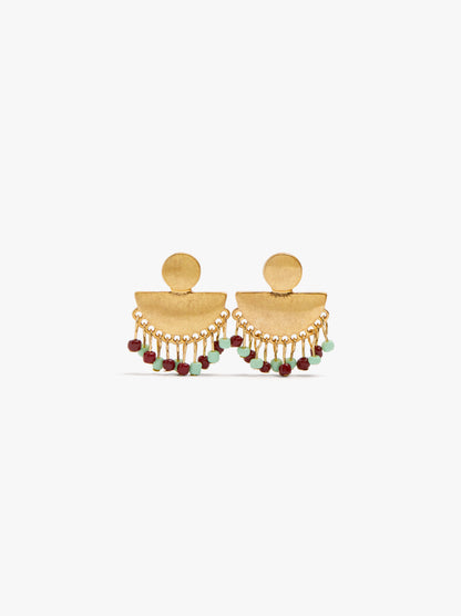 Fan Earrings With Beads