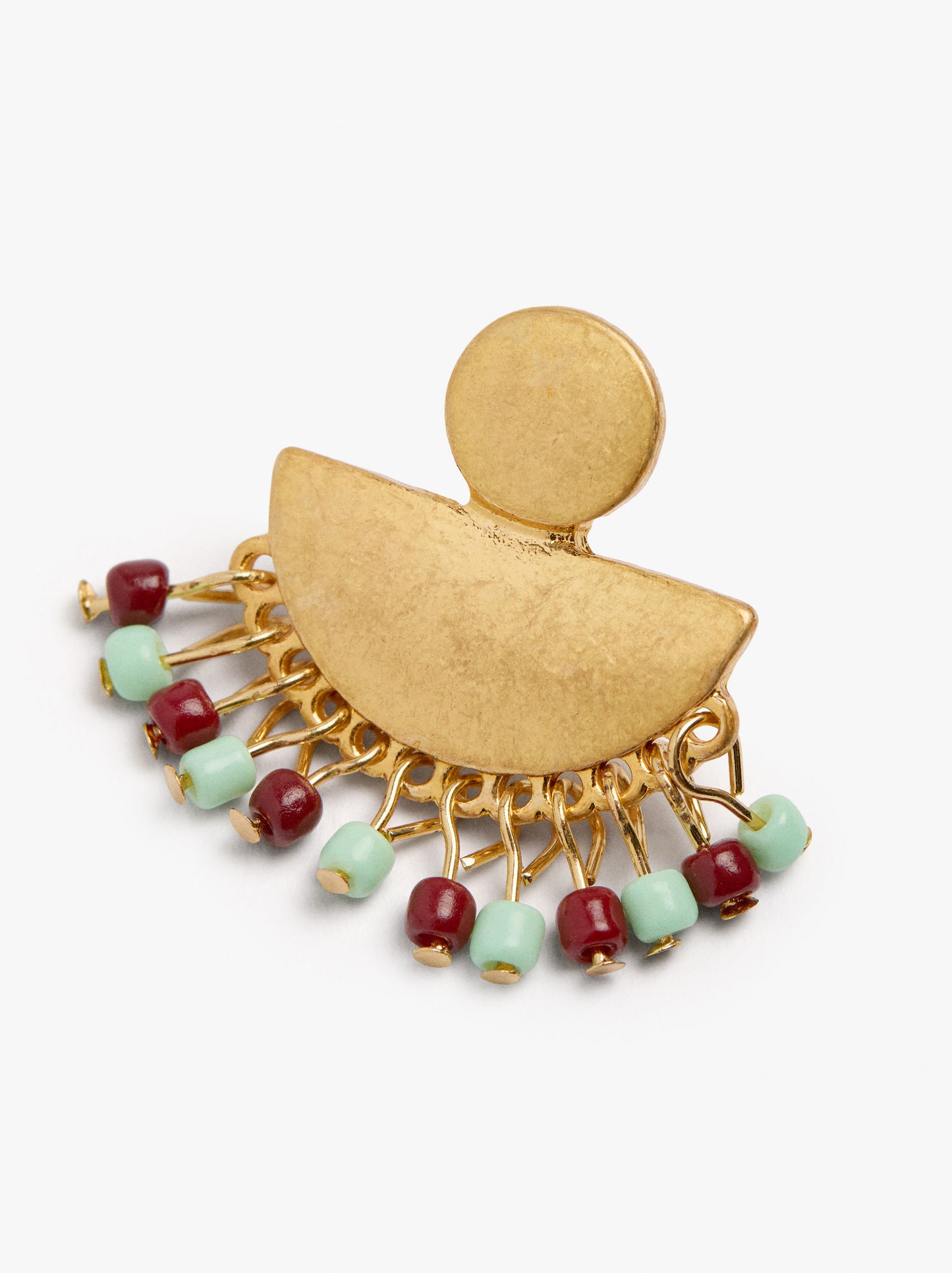 Fan Earrings With Beads