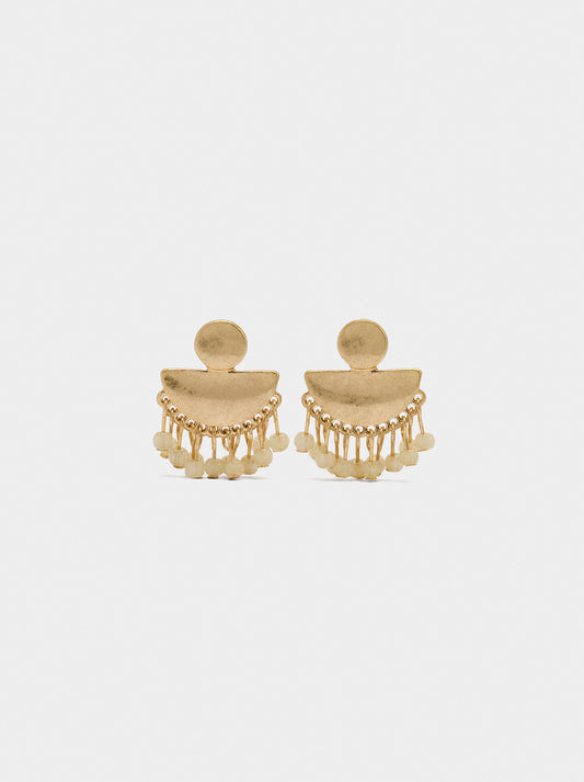 Fan Earrings With Beads