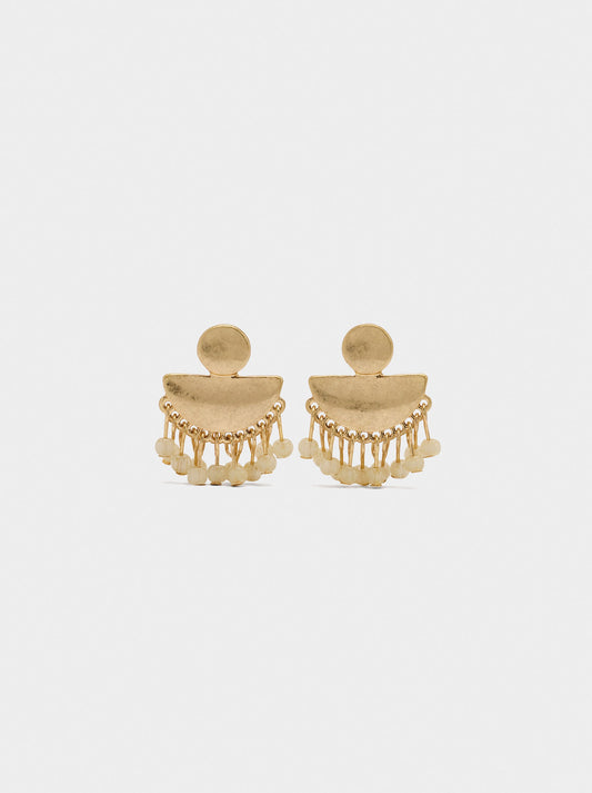 Fan Earrings With Beads