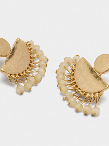 Fan Earrings With Beads