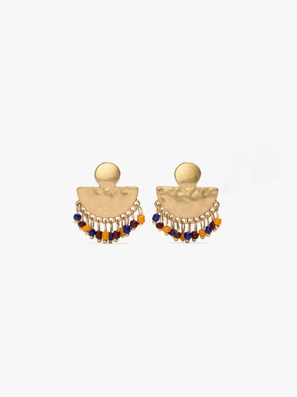Fan Earrings With Beads