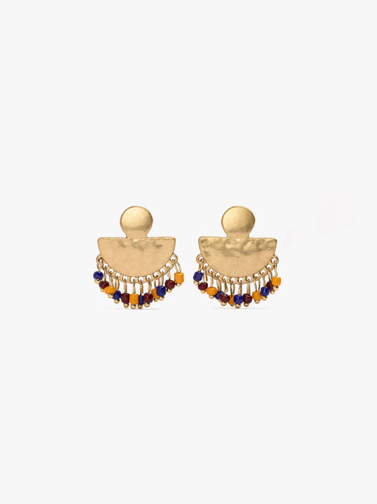 Fan Earrings With Beads