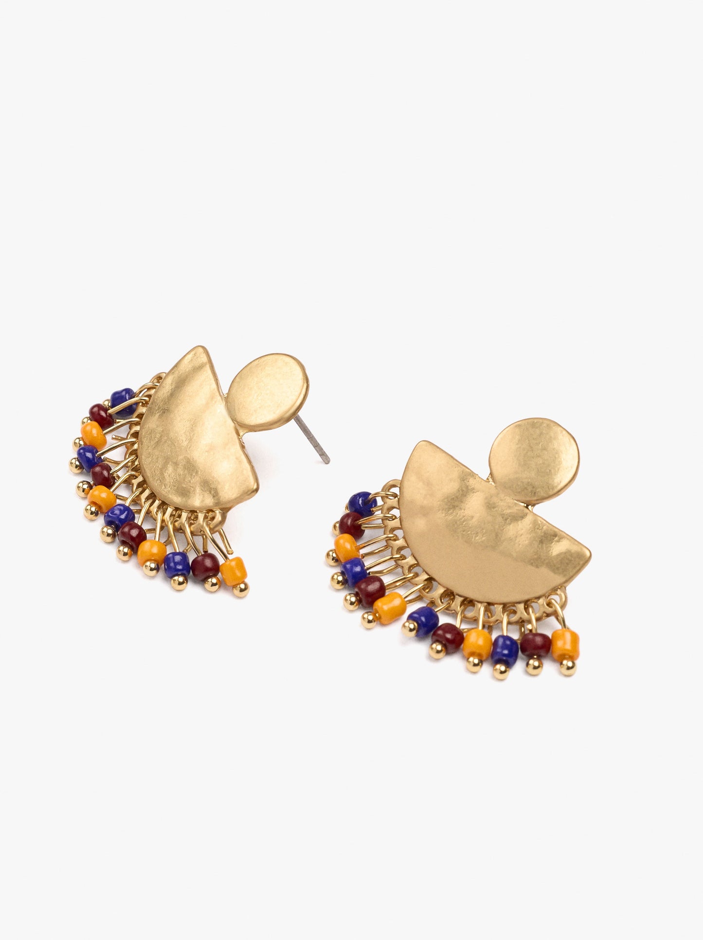 Fan Earrings With Beads