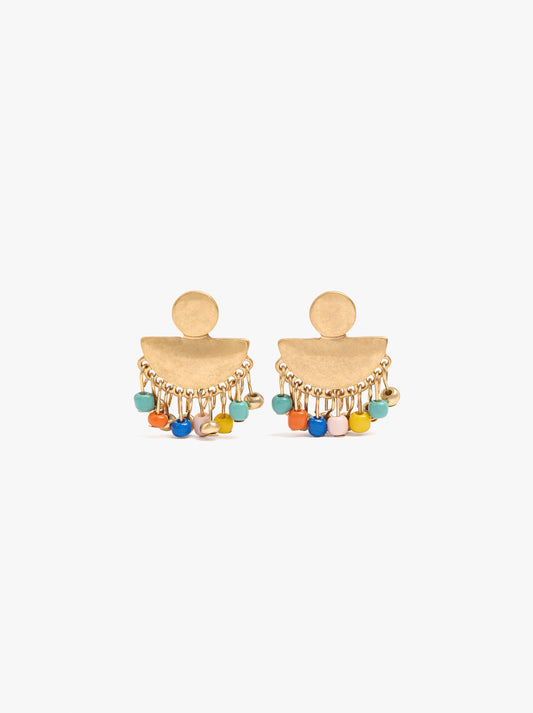 Fan Earrings With Beads