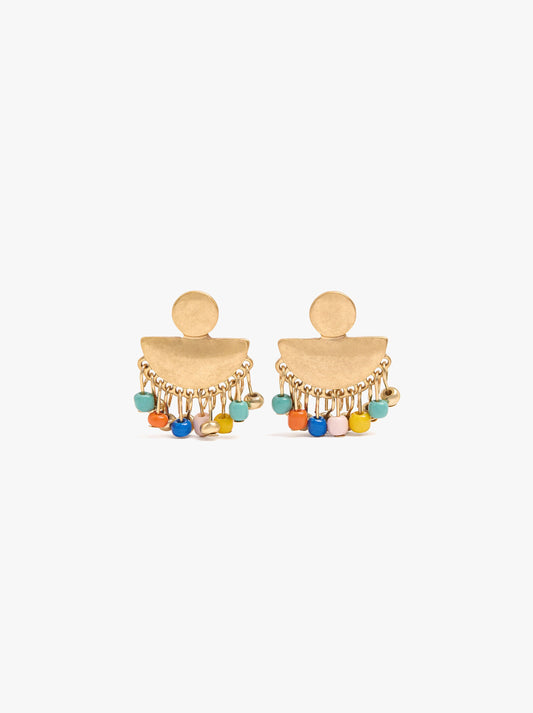 Fan Earrings With Beads