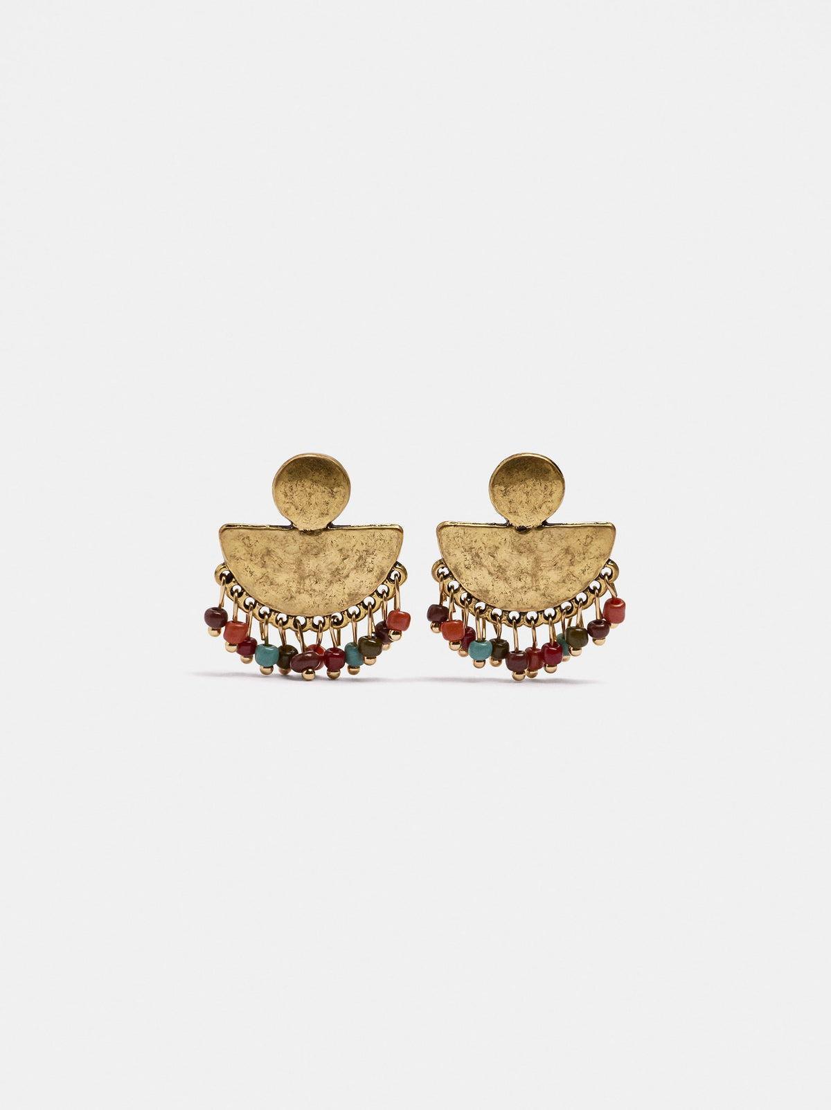 Fan Earrings With Beads