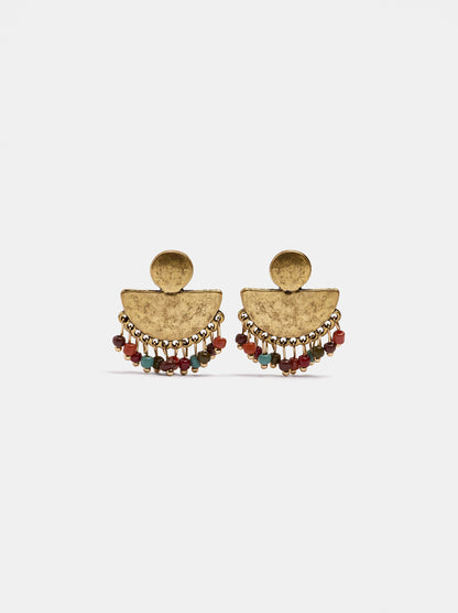 Fan Earrings With Beads