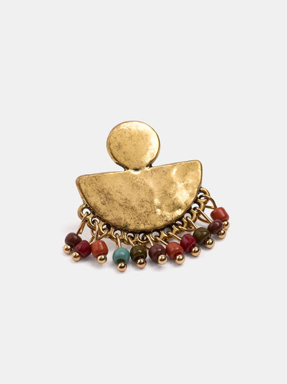Fan Earrings With Beads