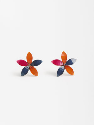 Flower Earrings With Resin