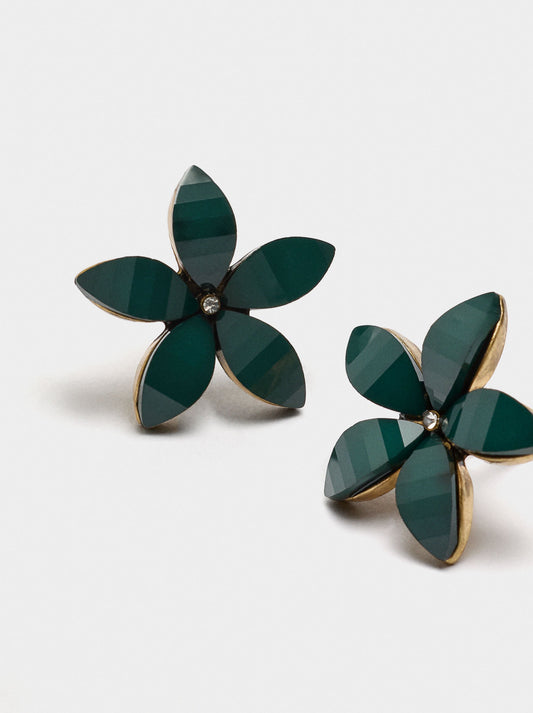 Flower Earrings With Resin