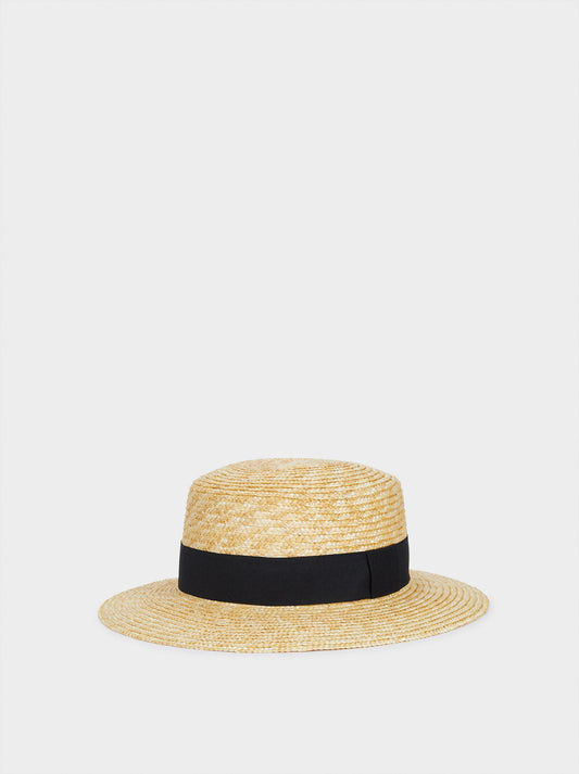 Textured Straw Hat With Contrast Band
