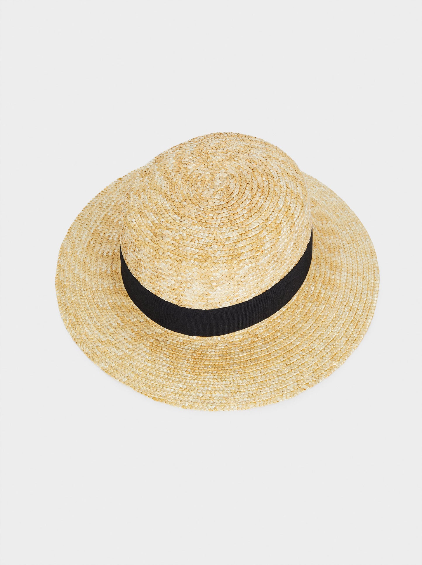 Textured Straw Hat With Contrast Band