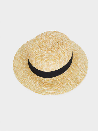 Textured Straw Hat With Contrast Band