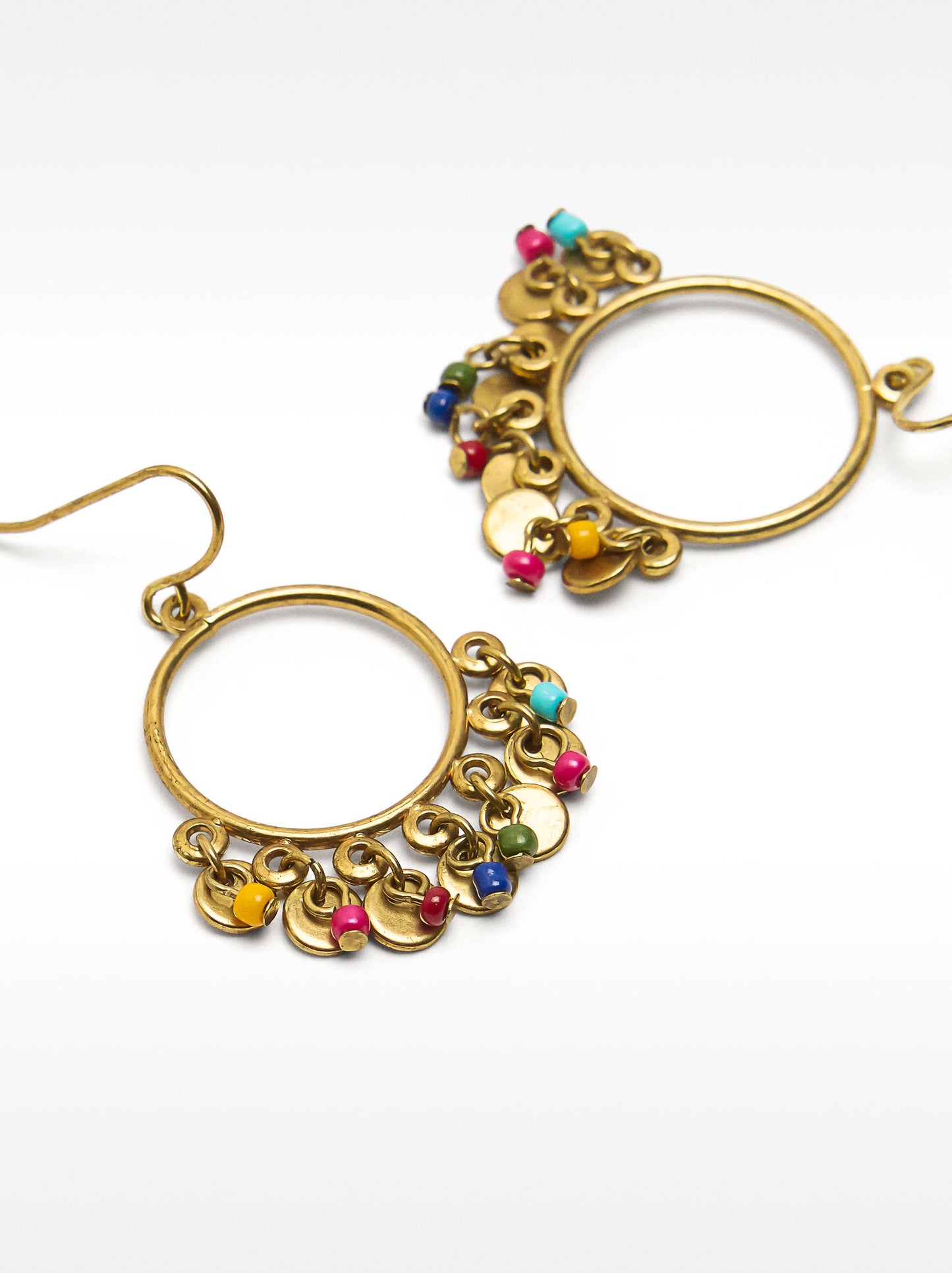 Earrings With Multicoloured Beads