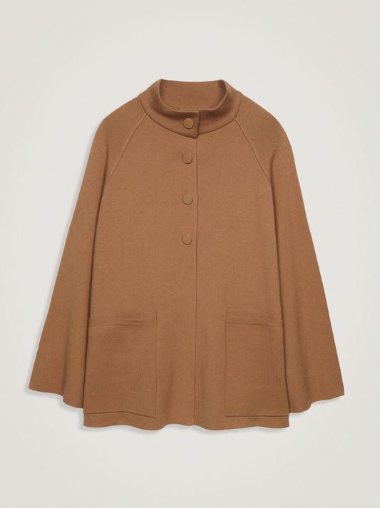 Knit Poncho With High Neck