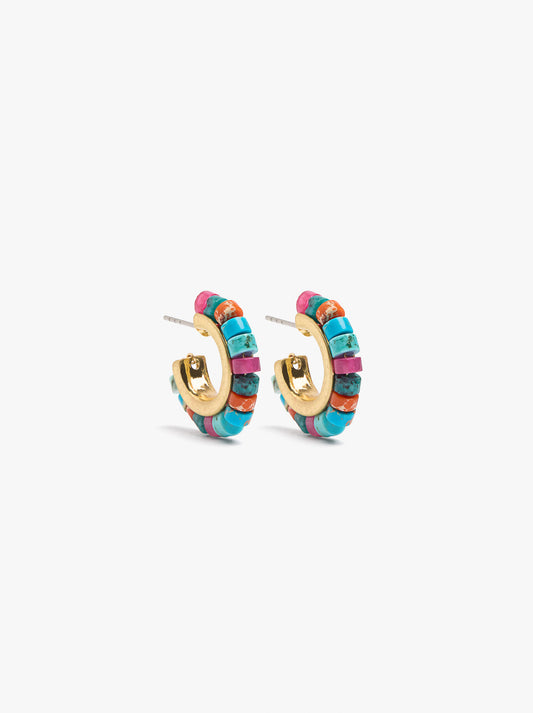 Hoop Earrings With Stone Beads