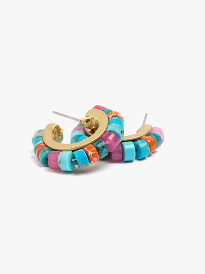 Hoop Earrings With Stone Beads