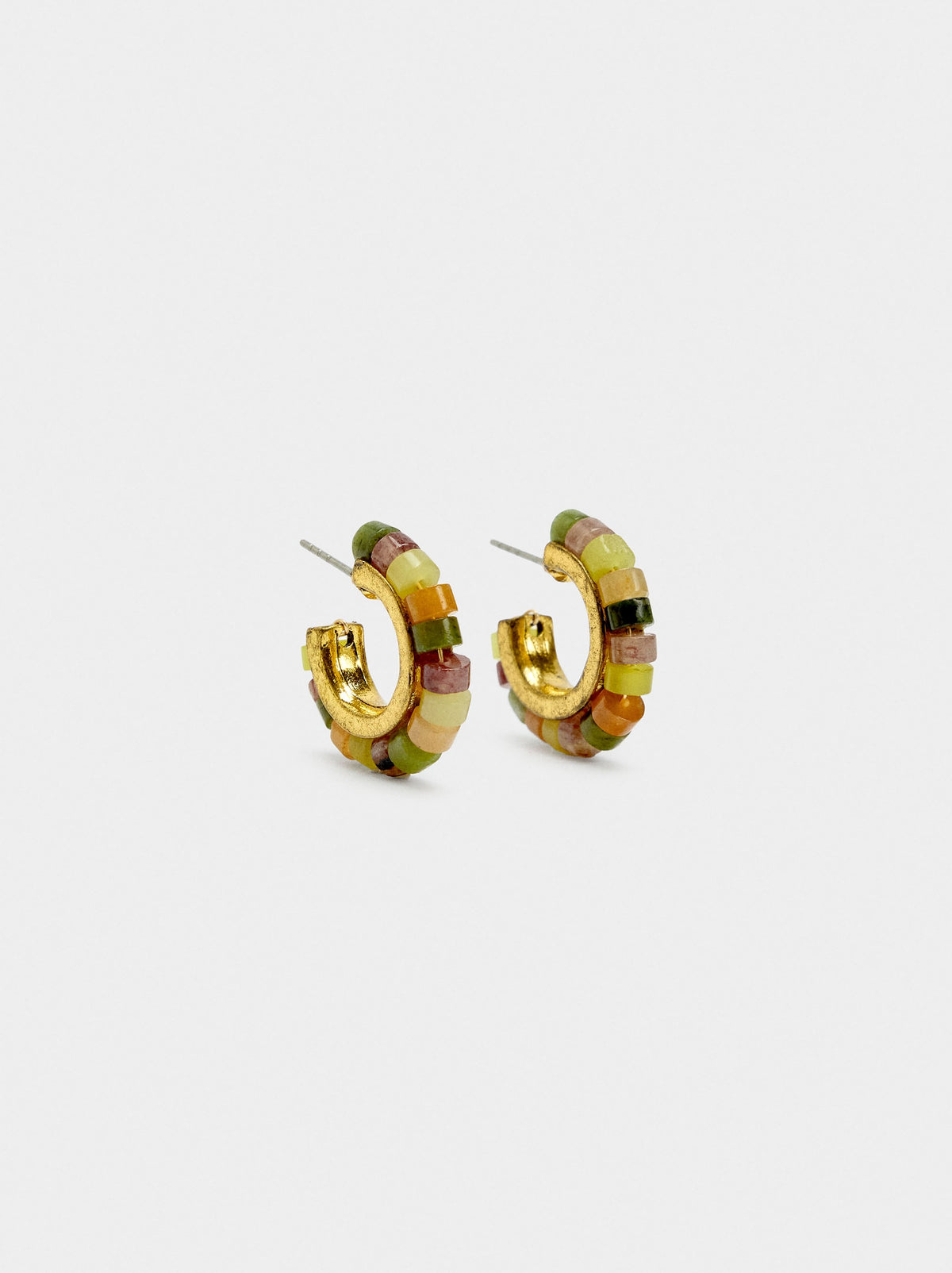 Hoop Earrings With Stone Beads