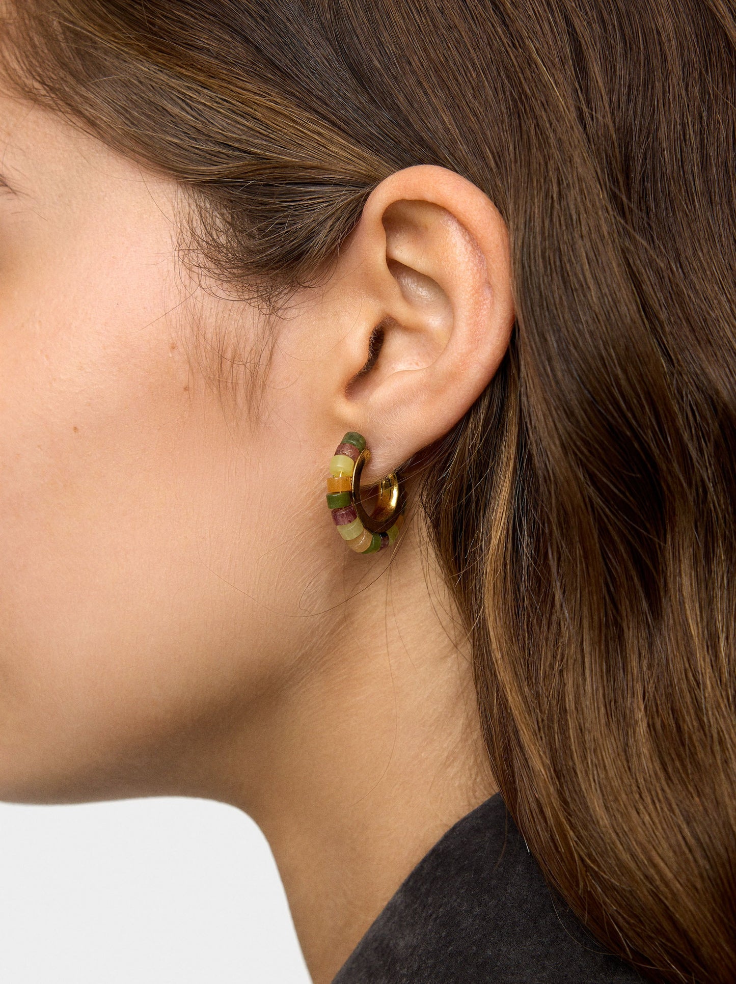 Hoop Earrings With Stone Beads