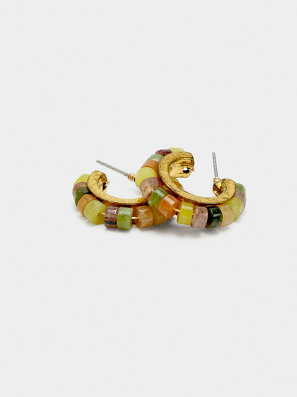 Hoop Earrings With Stone Beads