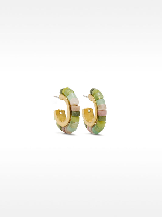 Hoop Earrings With Stone Beads