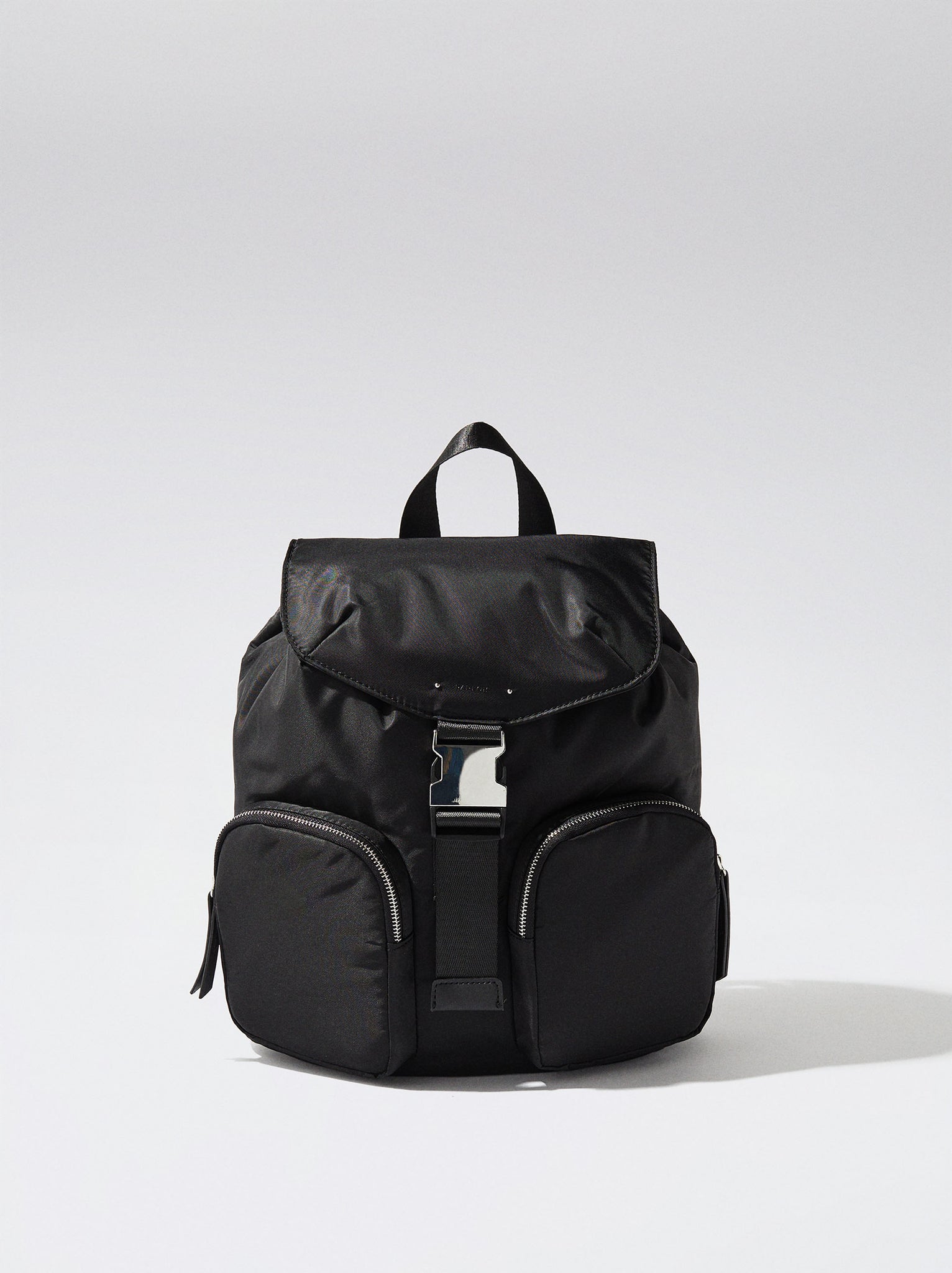 Nylon Backpack With Outside Pockets