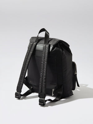 Nylon Backpack With Outside Pockets