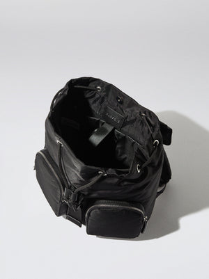 Nylon Backpack With Outside Pockets
