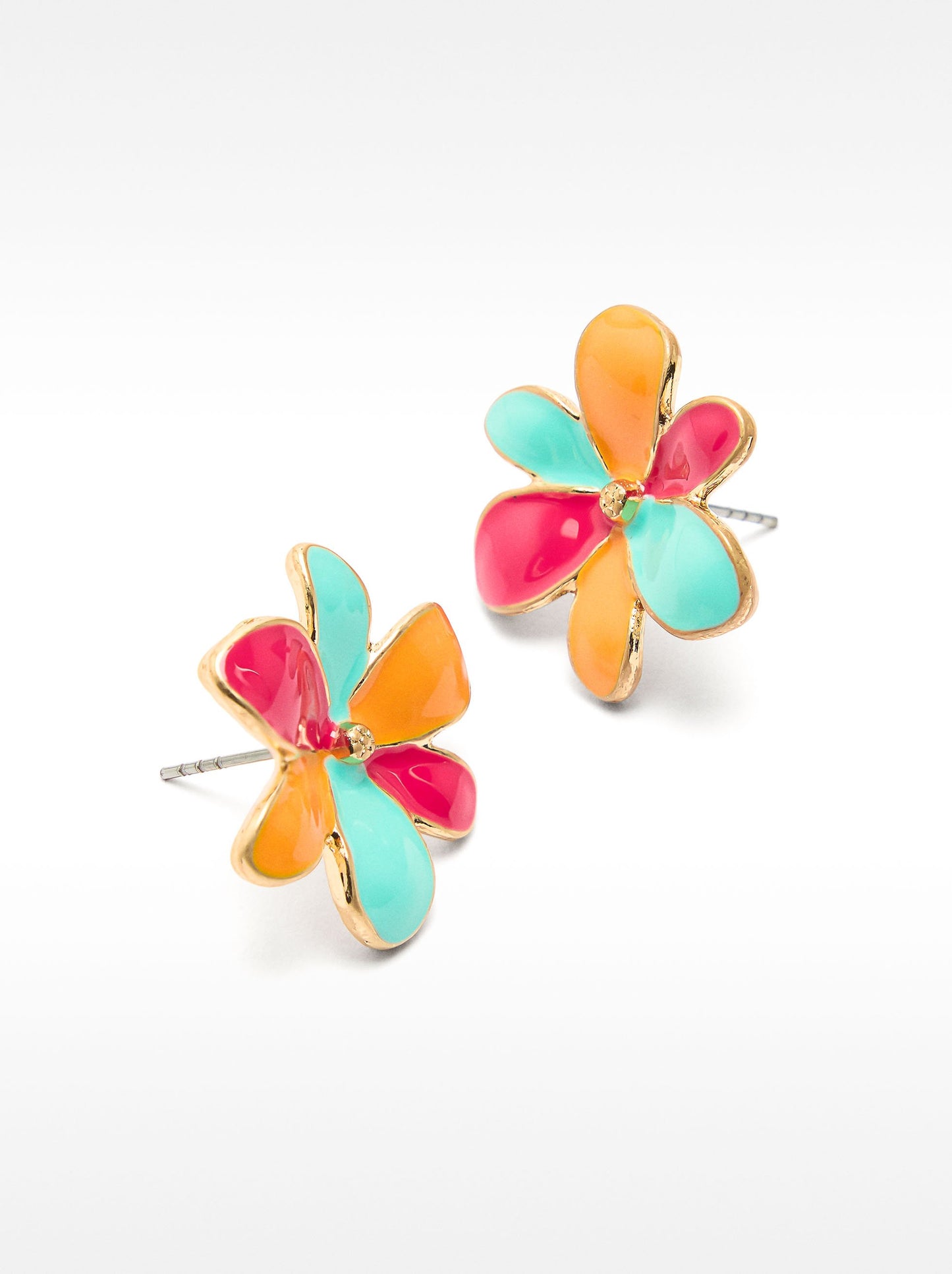 Multicolored Flower Enamel Earrings