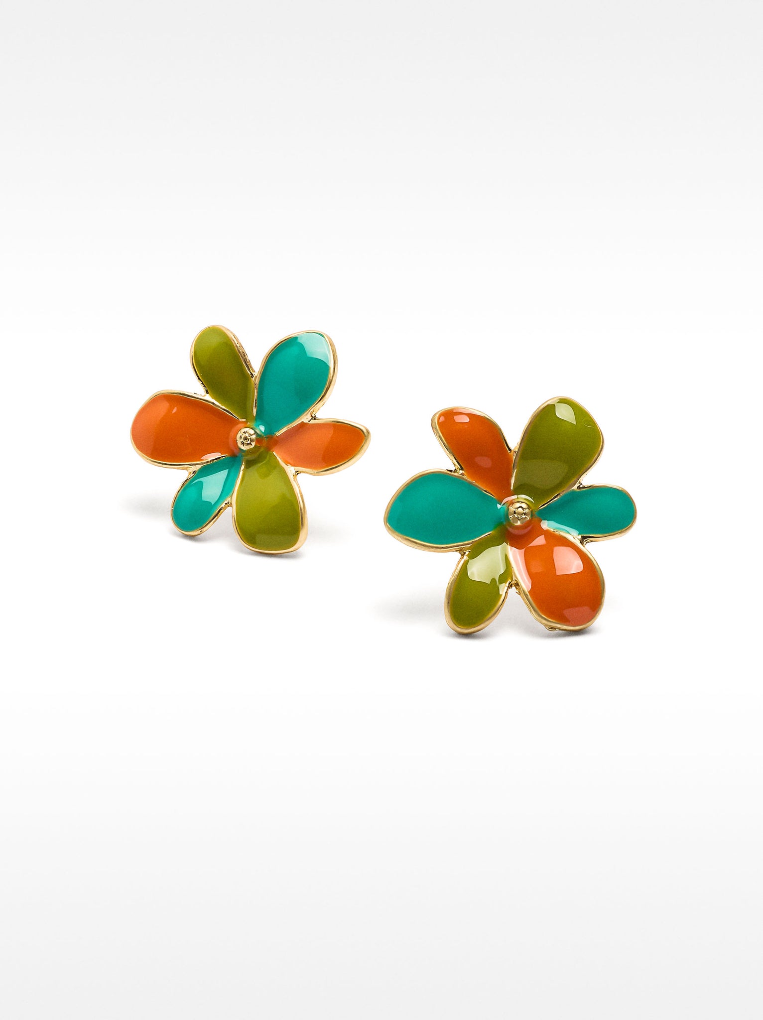 Multicolored Flower Enamel Earrings
