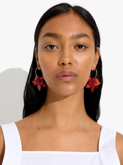 Open Hoop Earrings With Maxi Flower