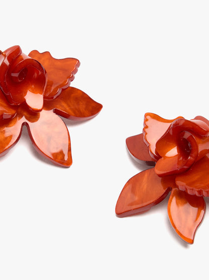 Open Hoop Earrings With Maxi Flower
