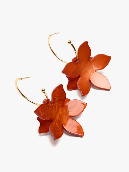 Open Hoop Earrings With Maxi Flower