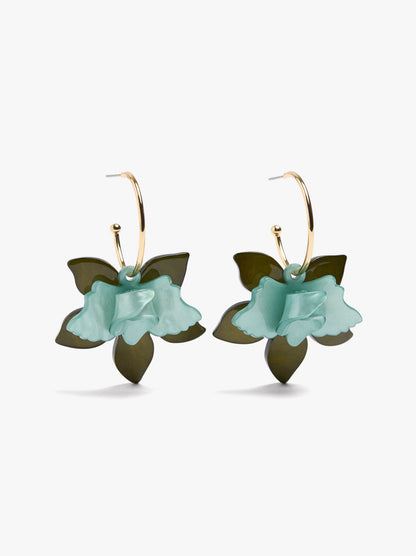 Open Hoop Earrings With Maxi Flower