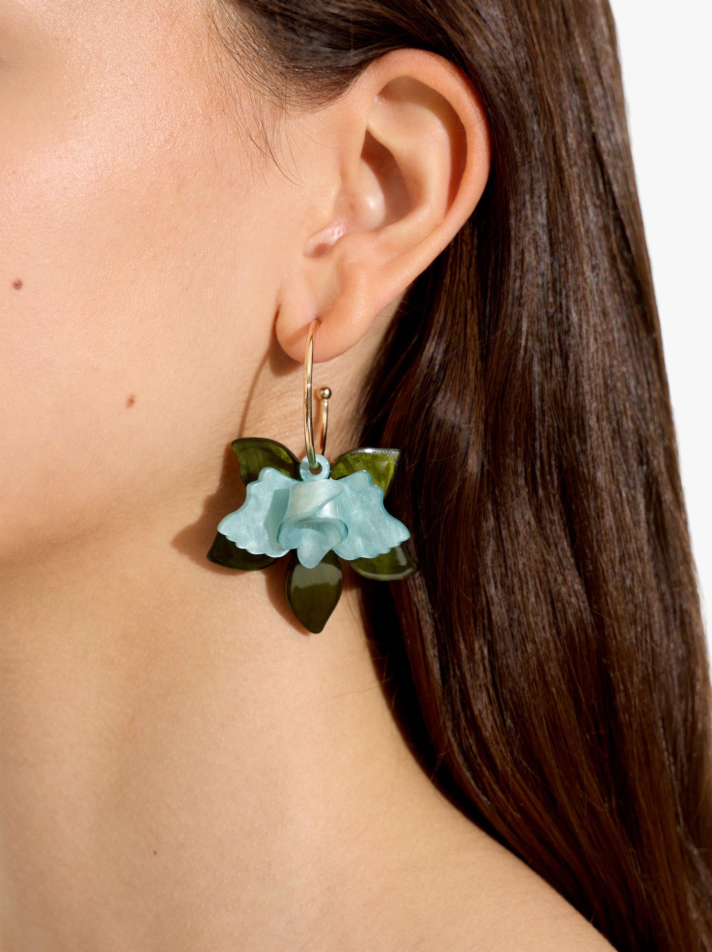 Open Hoop Earrings With Maxi Flower