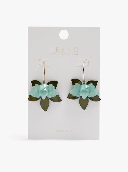 Open Hoop Earrings With Maxi Flower